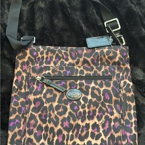 Coach Purple and Brown Leopard Crossbody Bag